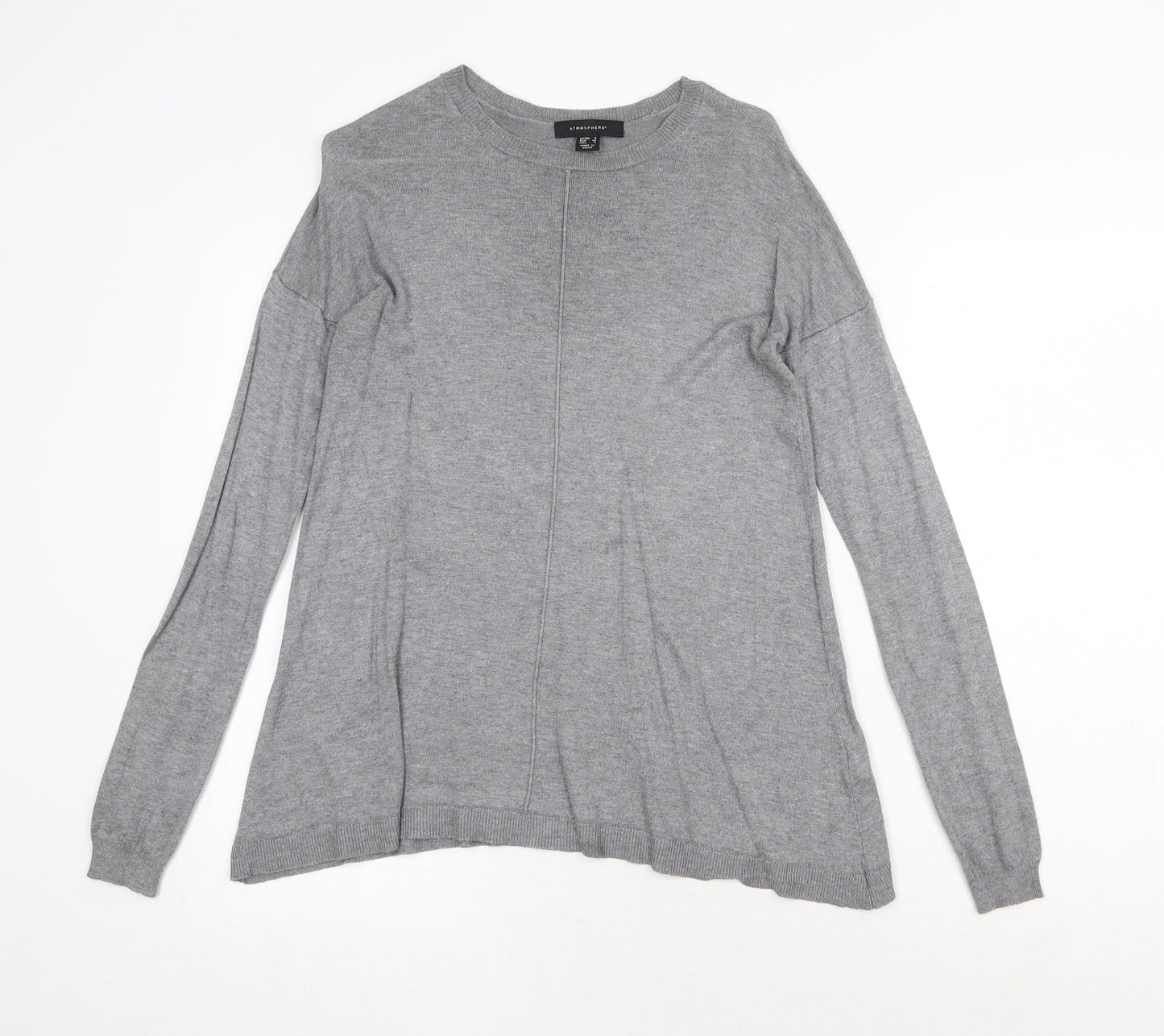 Atmosphere Womens Grey Round Neck Viscose Pullover Jumper Size 8