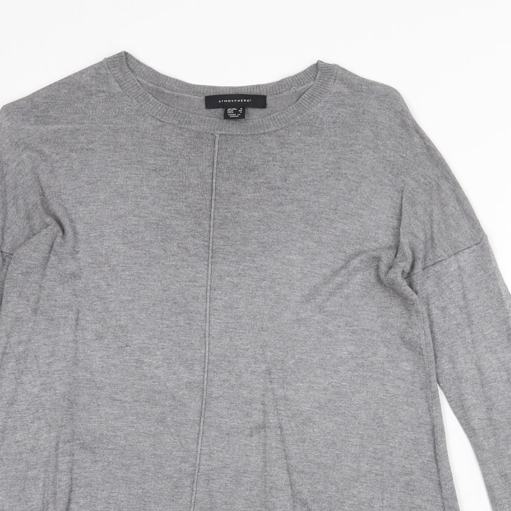 Atmosphere Womens Grey Round Neck Viscose Pullover Jumper Size 8