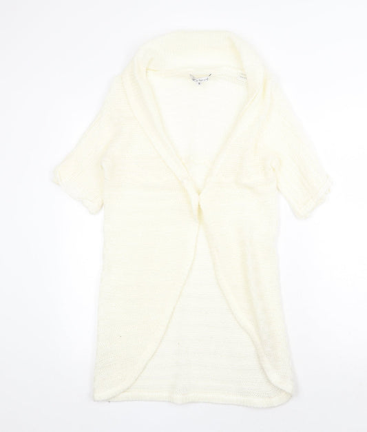 Sorbet Womens Ivory V-Neck Acrylic Cardigan Jumper Size S