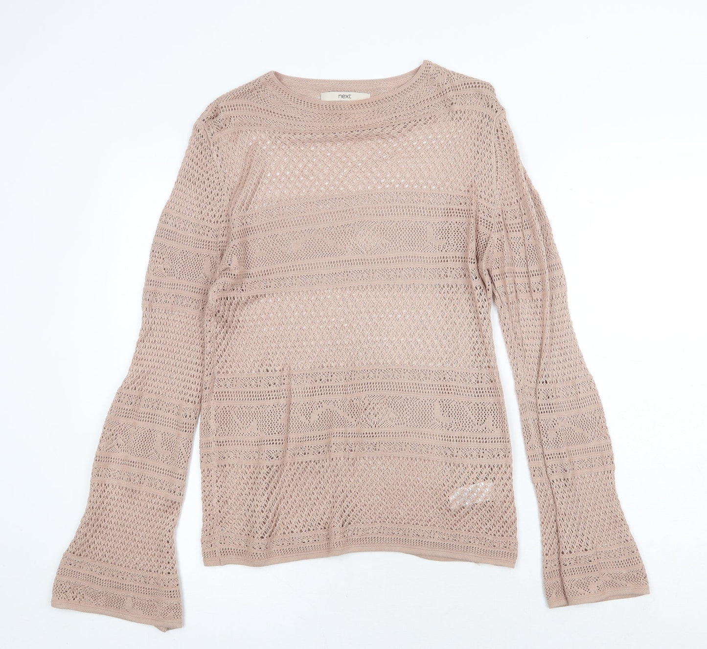 NEXT Womens Beige Round Neck Viscose Pullover Jumper Size 12