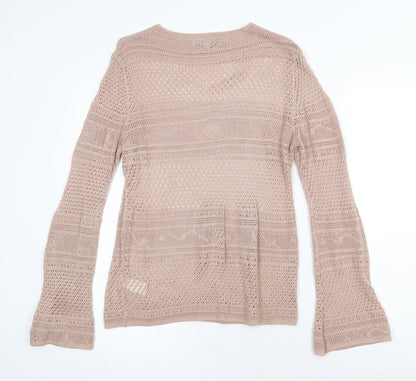 Next Womens Beige Round Neck Viscose Pullover Jumper Size 12