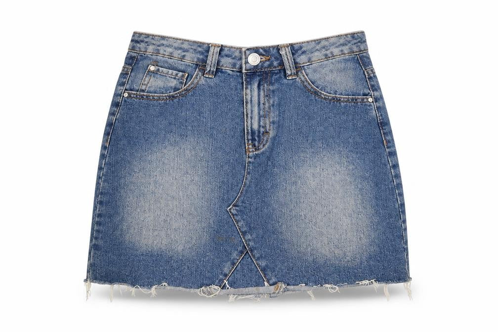 Denim & Co. Womens Blue Cotton A-Line Skirt Size 4XL Zip