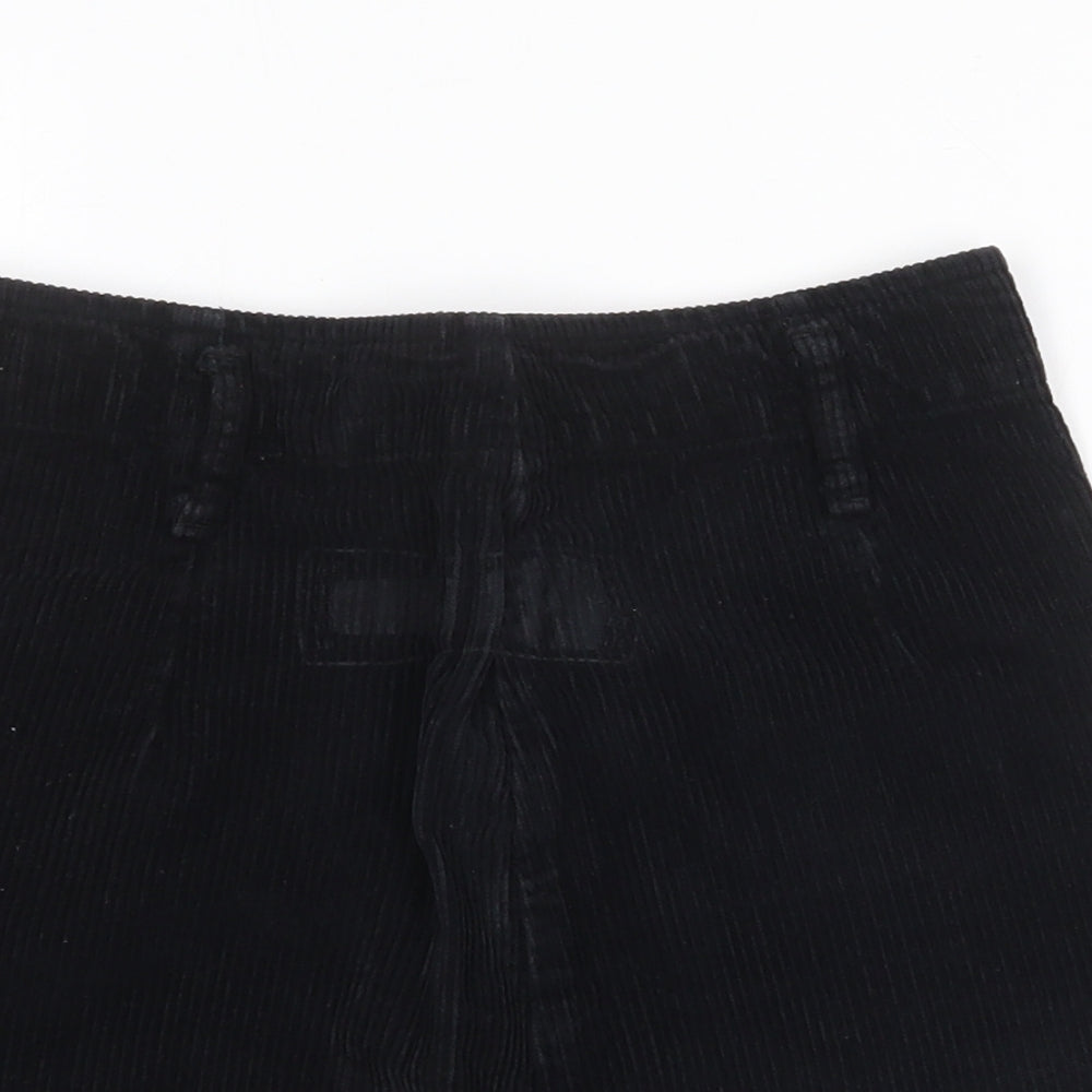Denim & Co. Womens Black Cotton A-Line Skirt Size 8 Zip