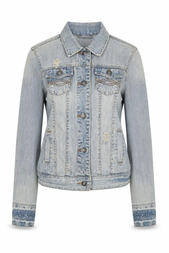 Denim & Co. Womens Blue Jacket Size 8 Button