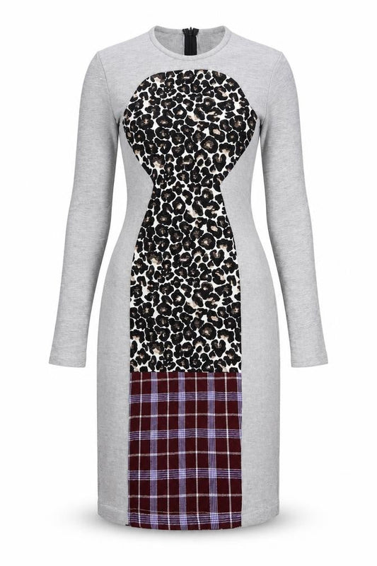 ASOS Womens Grey Geometric Polyester Jumper Dress Size 8 Round Neck Zip