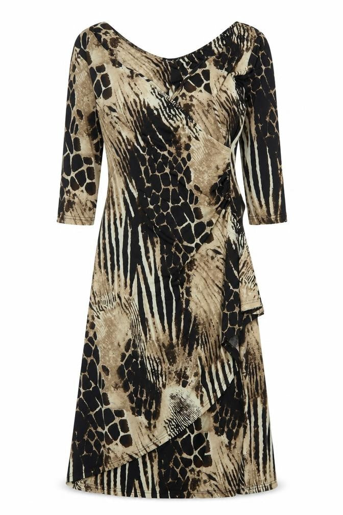 Frock Me Womens Brown Geometric Polyester A-Line Size S Scoop Neck Pullover