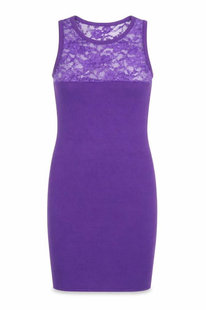 PK Clothing Womens Purple Polyester Bodycon Size S Round Neck Pullover