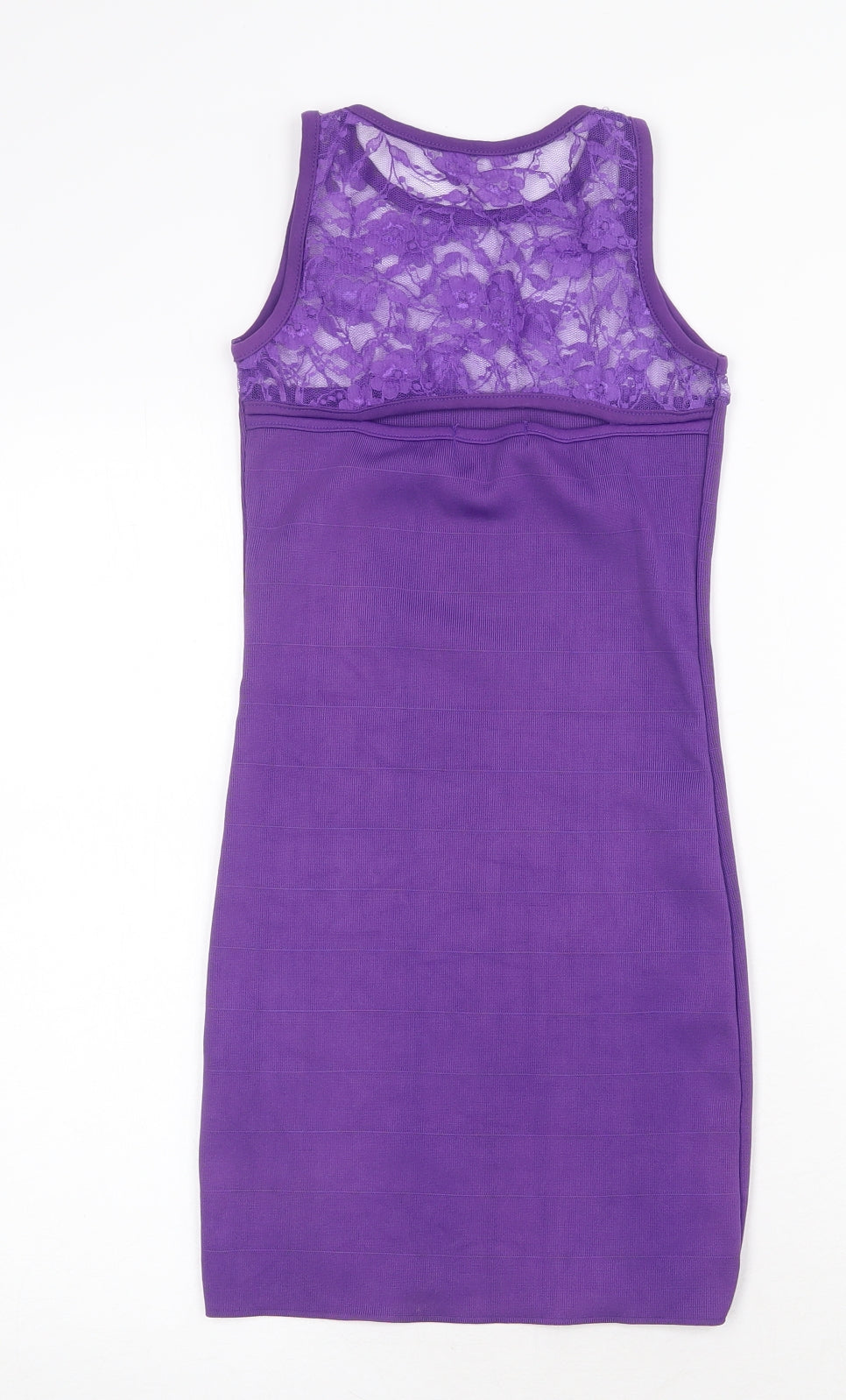PK Clothing Womens Purple Polyester Bodycon Size S Round Neck Pullover