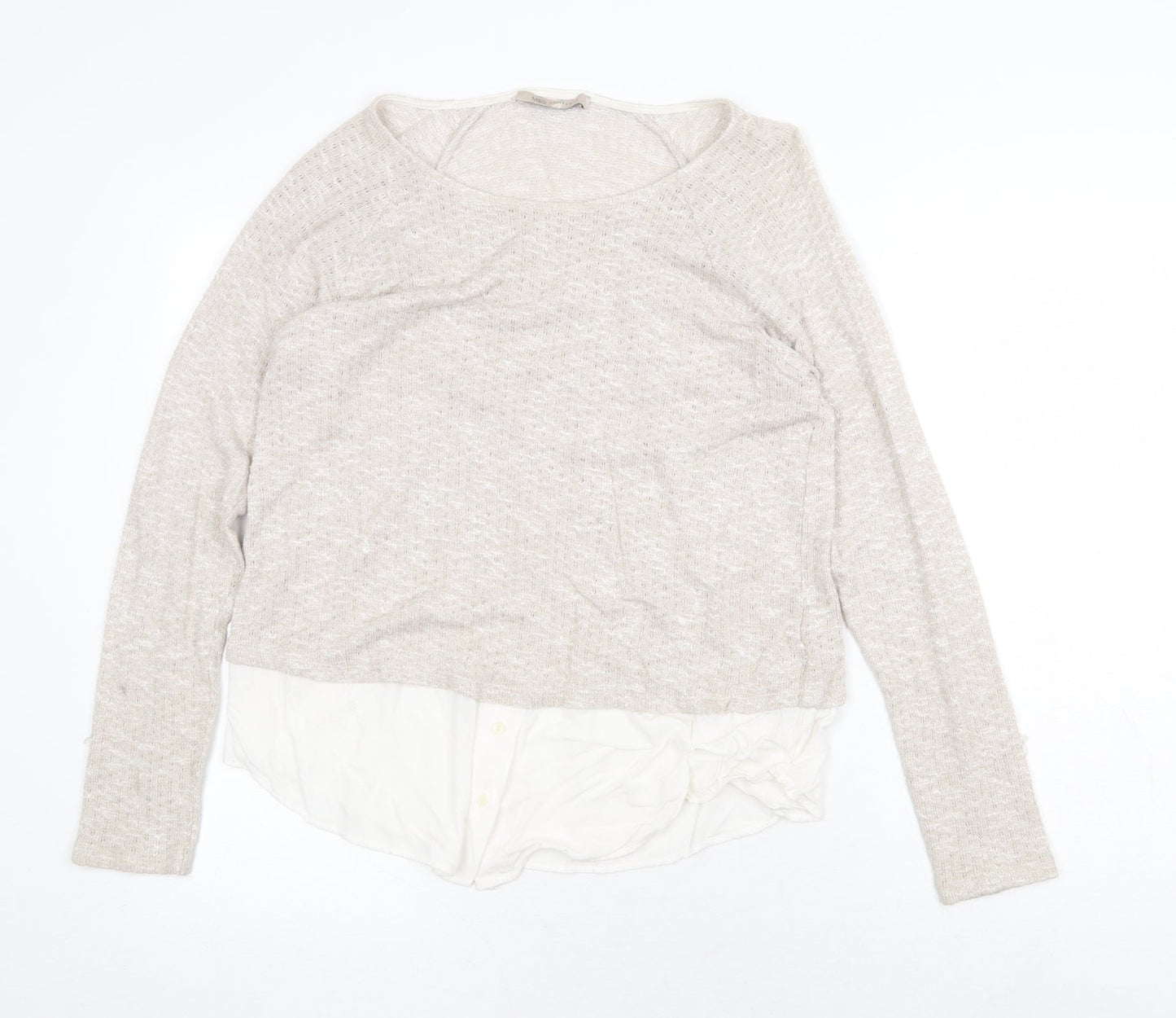 Marks and Spencer Womens Beige Scoop Neck Viscose Pullover Jumper Size 12