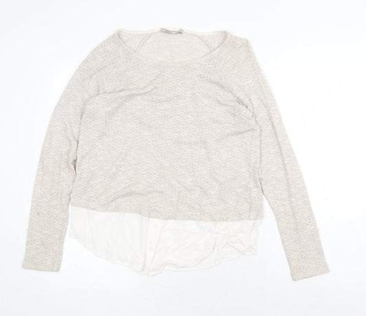 Marks and Spencer Womens Beige Scoop Neck Viscose Pullover Jumper Size 12
