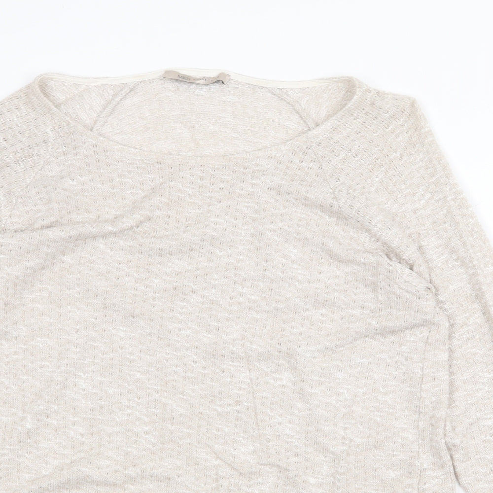 Marks and Spencer Womens Beige Scoop Neck Viscose Pullover Jumper Size 12