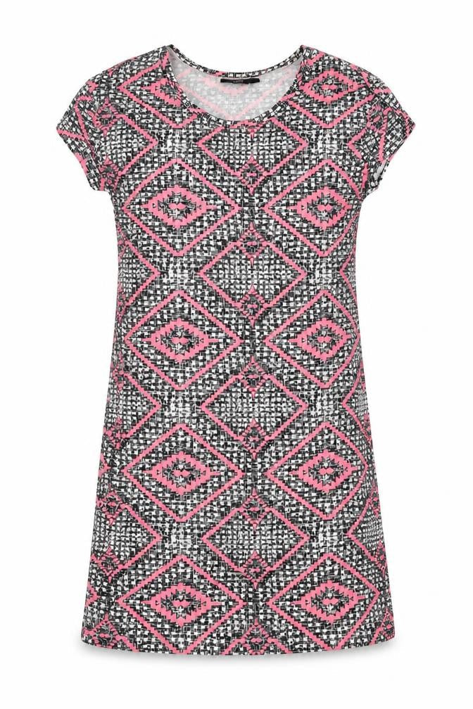 F&F Womens Black Geometric Viscose A-Line Size 6 Scoop Neck Pullover