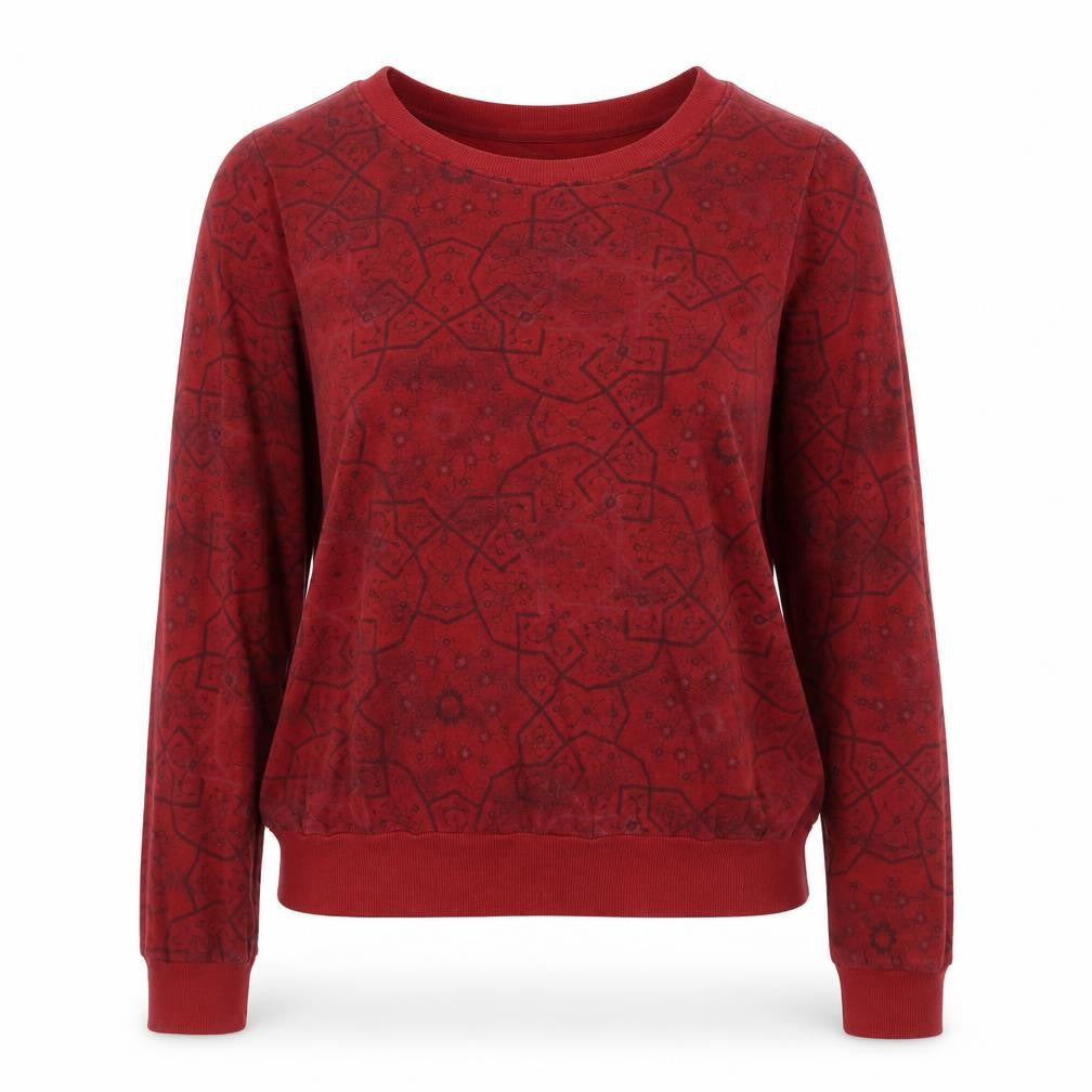 Little Unknown Womens Red Geometric Cotton Pullover Sweatshirt Size M Pullover