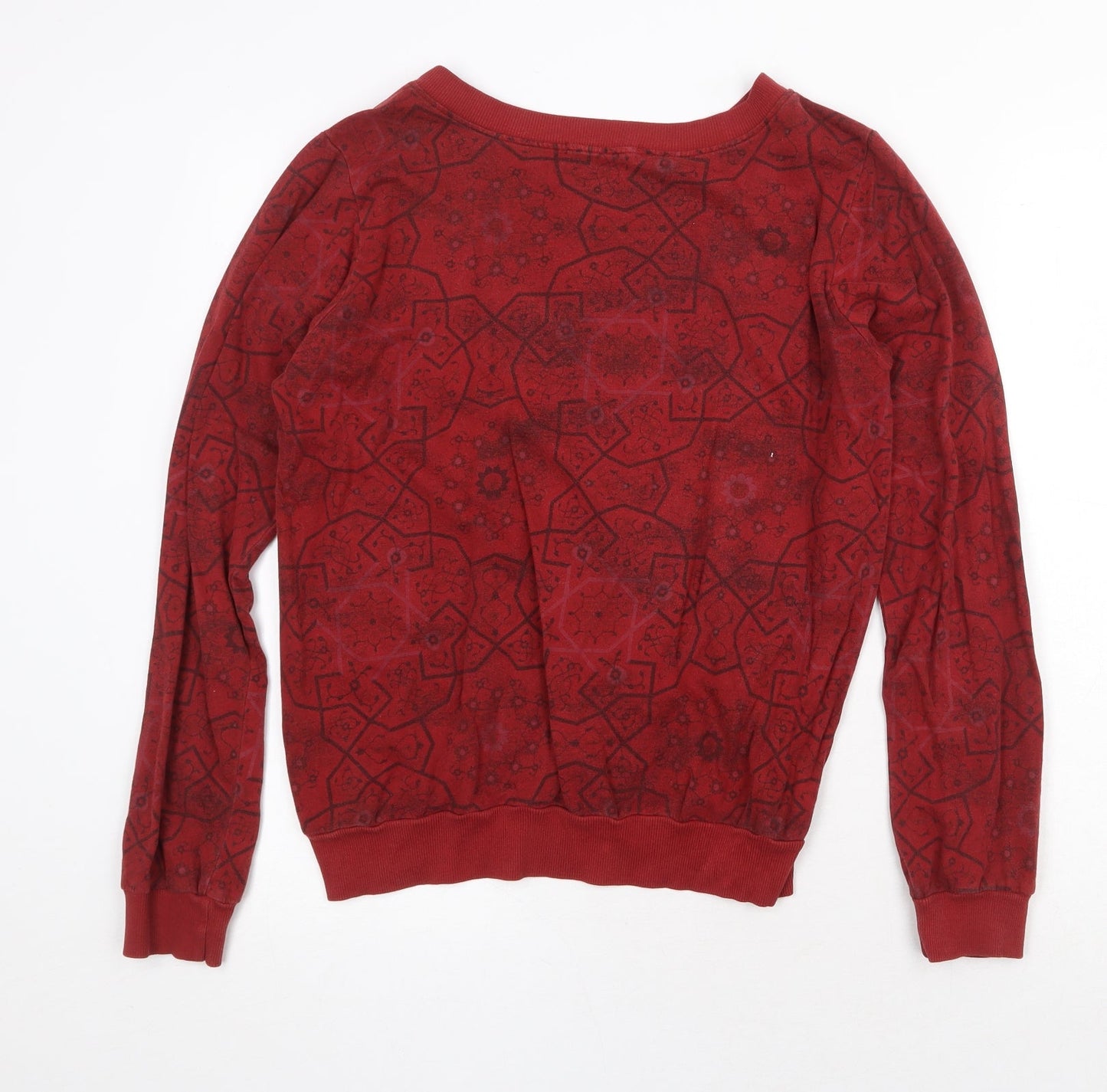 Little Unknown Womens Red Geometric Cotton Pullover Sweatshirt Size M Pullover