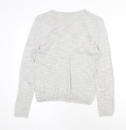 Zara Womens Grey Round Neck Viscose Pullover Jumper Size S
