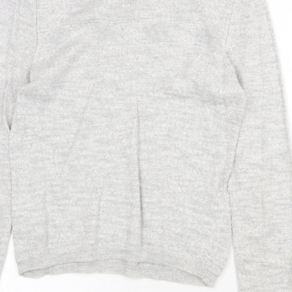 Zara Womens Grey Round Neck Viscose Pullover Jumper Size S