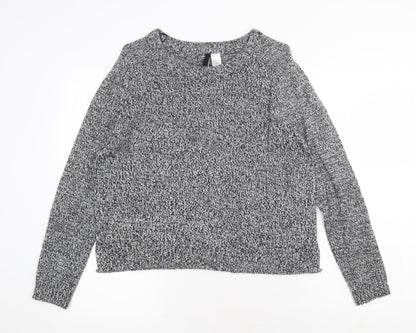 H&M Womens Grey Scoop Neck Acrylic Pullover Jumper Size M