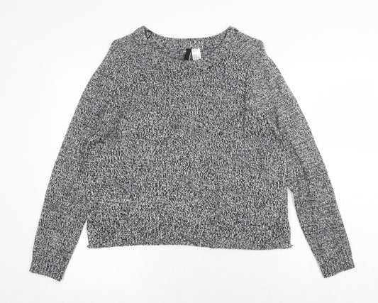 H&M Womens Grey Scoop Neck Acrylic Pullover Jumper Size M