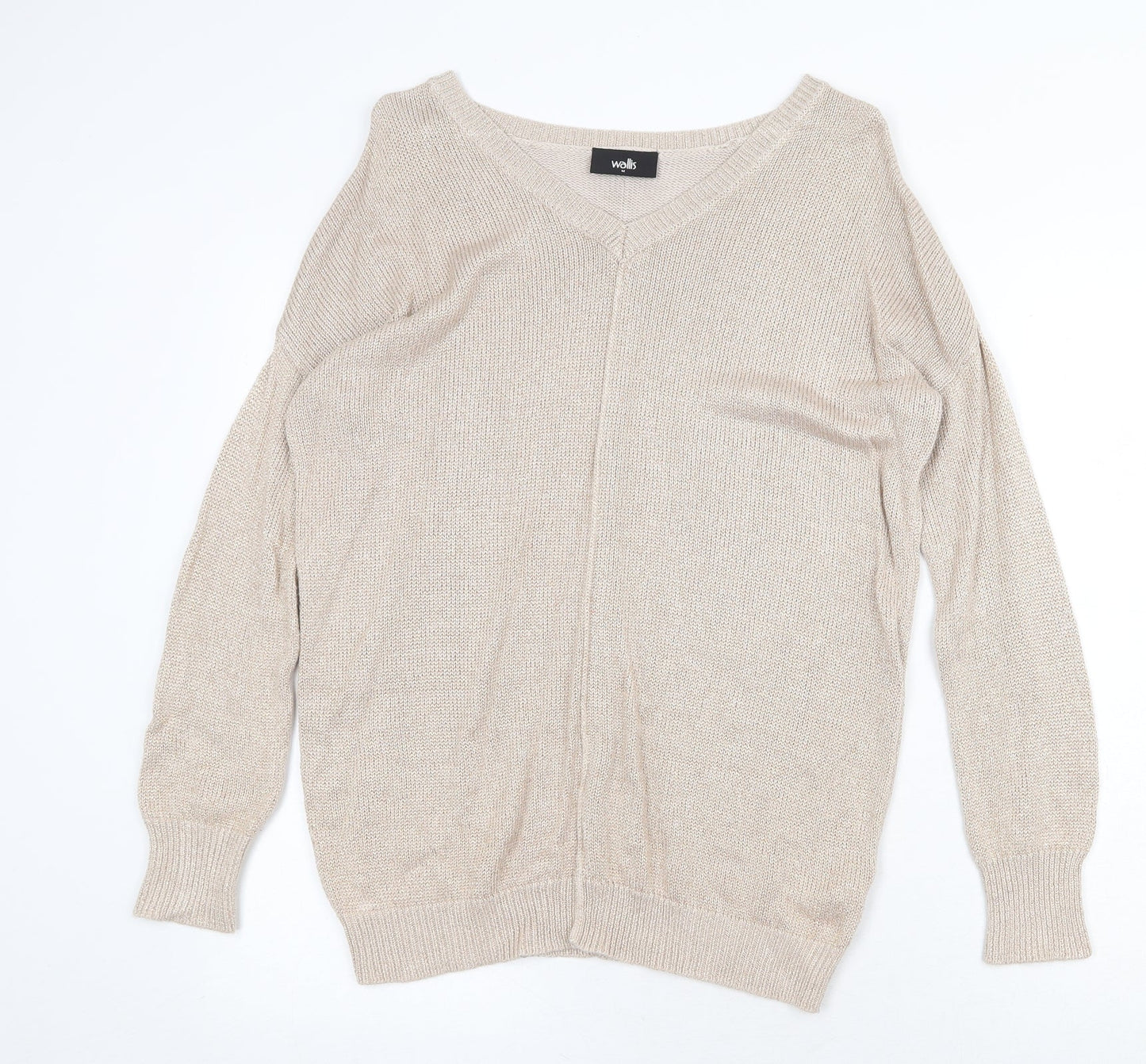 Wallis Womens Grey V-Neck Viscose Pullover Jumper Size M