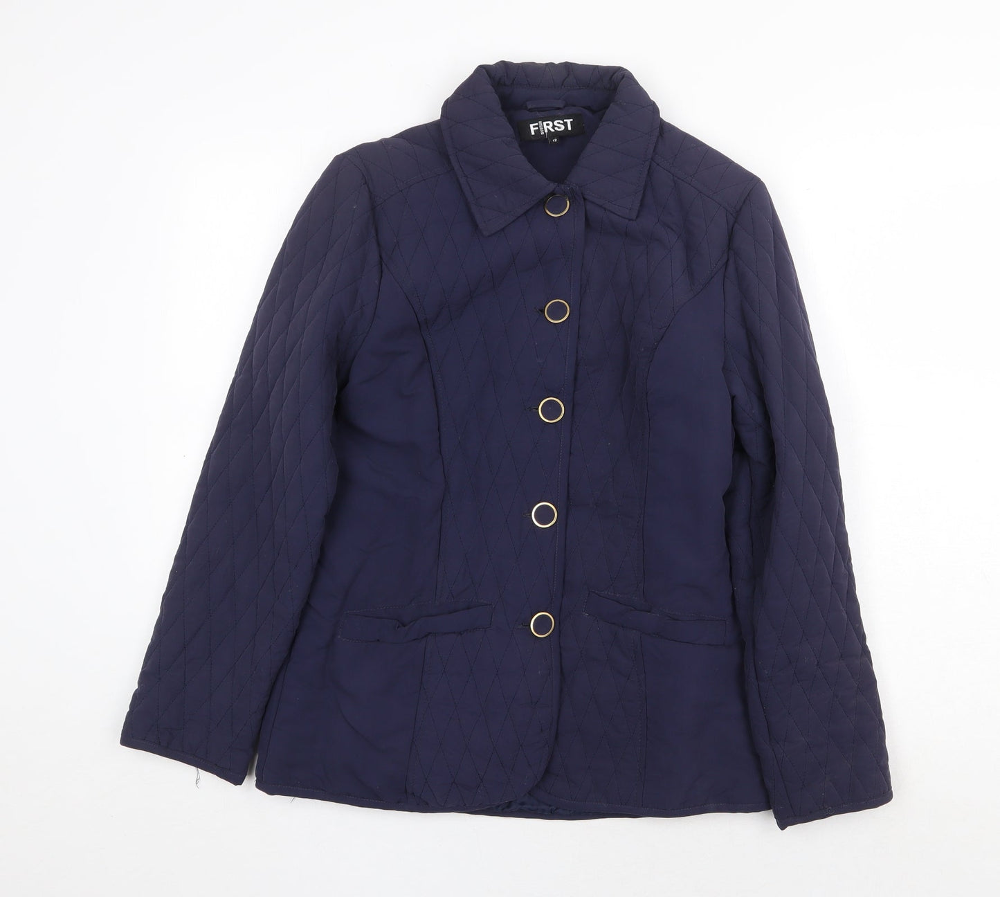 First Avenue Womens Blue Jacket Size 12 Button