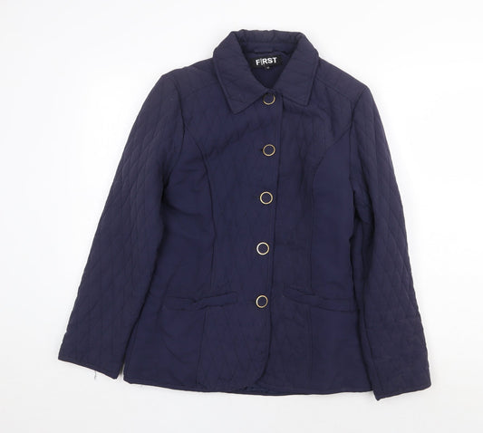 First Avenue Womens Blue Jacket Size 12 Button