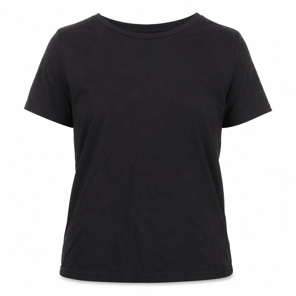 ICHI Womens Black Polyester Basic T-Shirt Size XS Round Neck