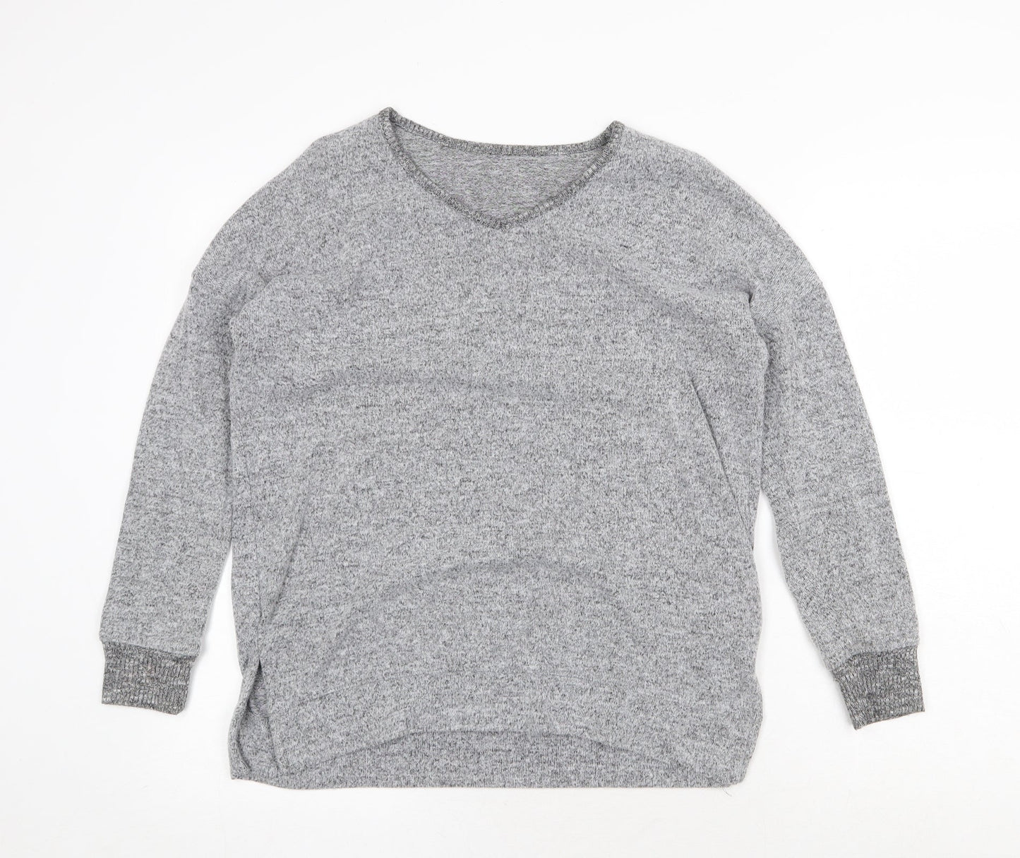 Peacocks Womens Grey V-Neck Polyester Pullover Jumper Size 10