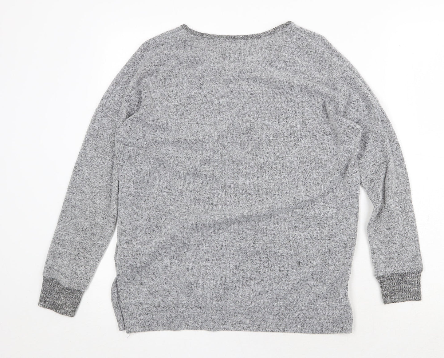 Peacocks Womens Grey V-Neck Polyester Pullover Jumper Size 10