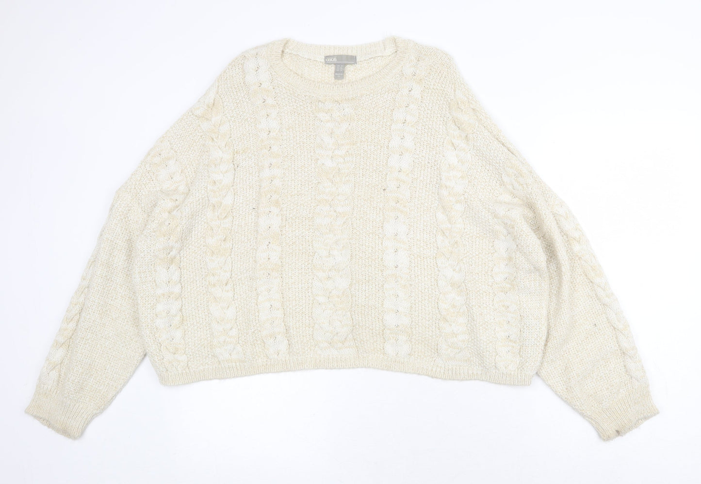 ASOS Womens Beige Round Neck Acrylic Pullover Jumper Size 8