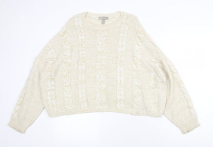 ASOS Womens Beige Round Neck Acrylic Pullover Jumper Size 8