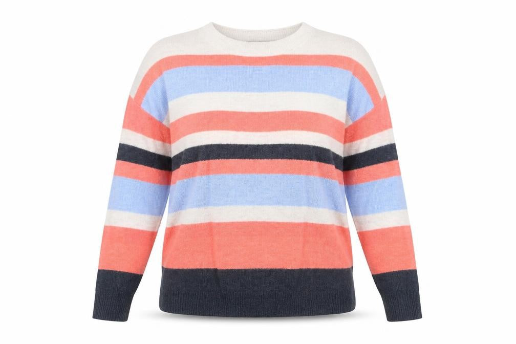 TU Womens Multicoloured Round Neck Striped Acrylic Pullover Jumper Size 12
