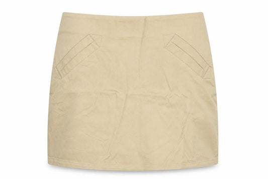 H&M Womens Beige Cotton A-Line Skirt Size 6 Zip