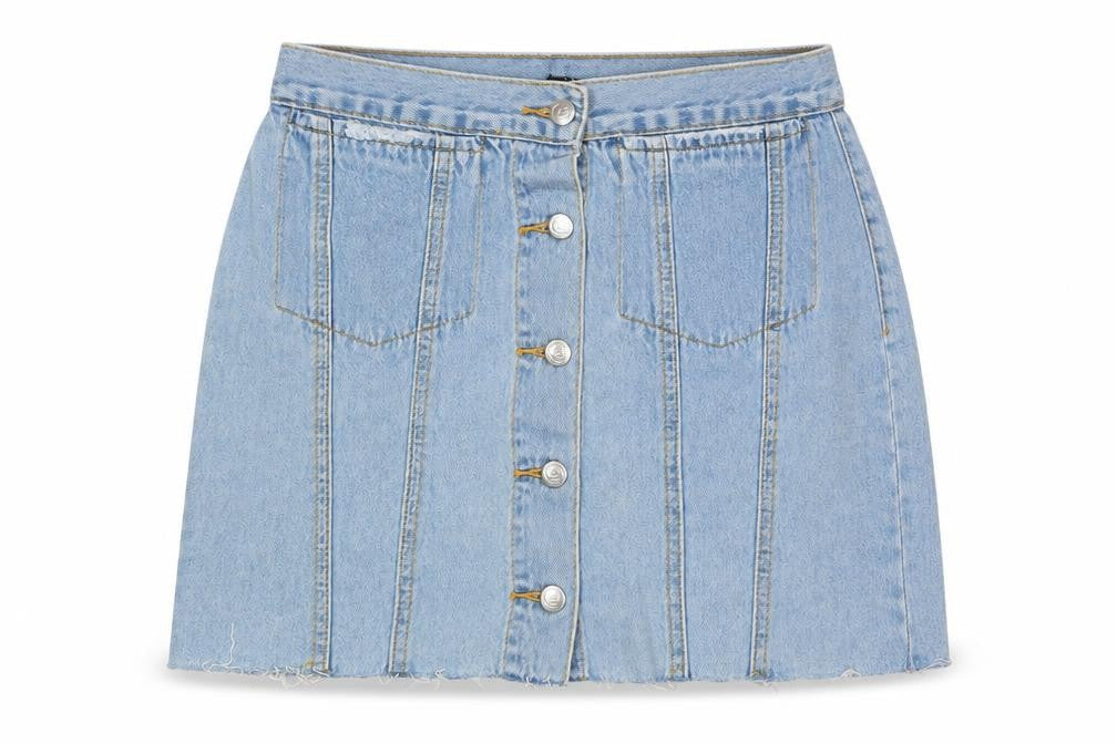 Cheap Monday Womens Blue Cotton Mini Skirt Size S Button