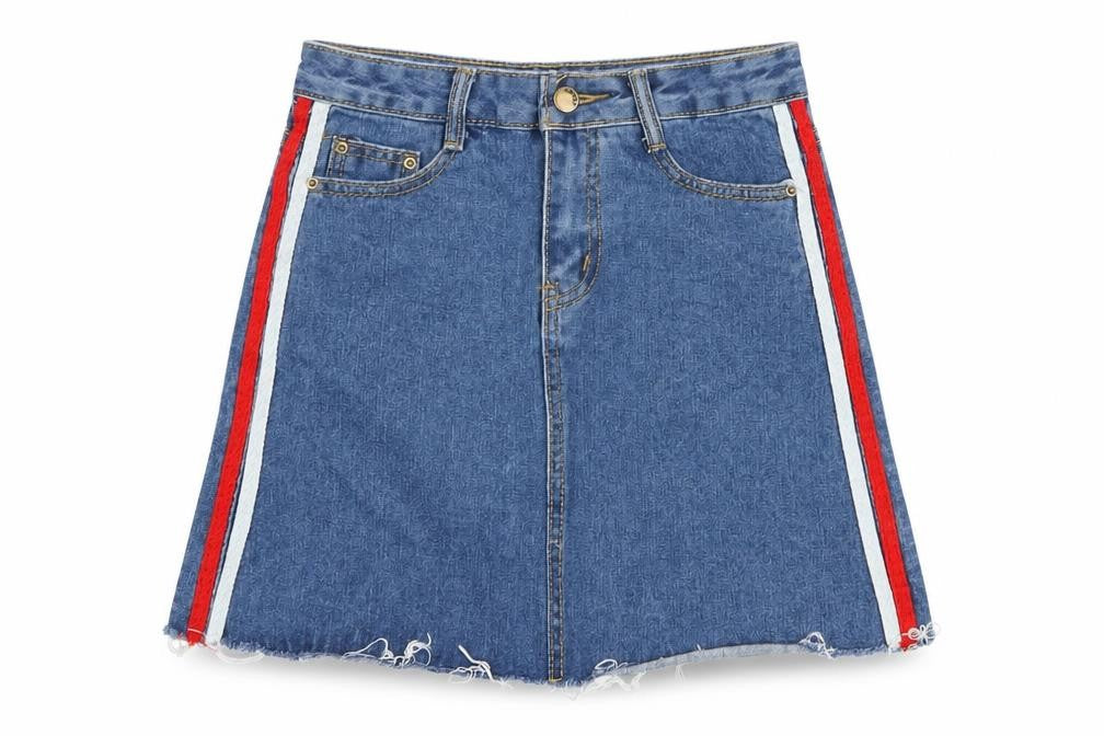 Preworn Womens Blue Cotton A-Line Skirt Size XS Zip