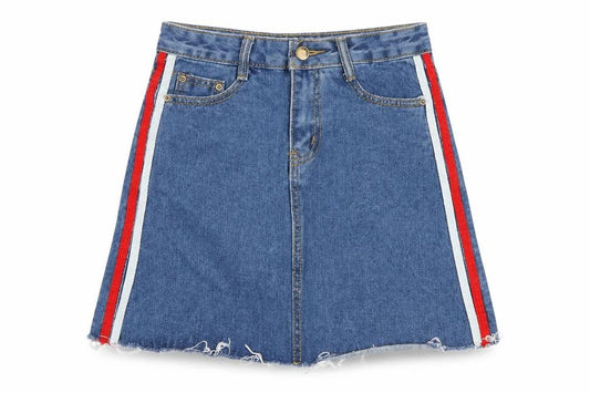 Preworn Womens Blue Cotton A-Line Skirt Size XS Zip