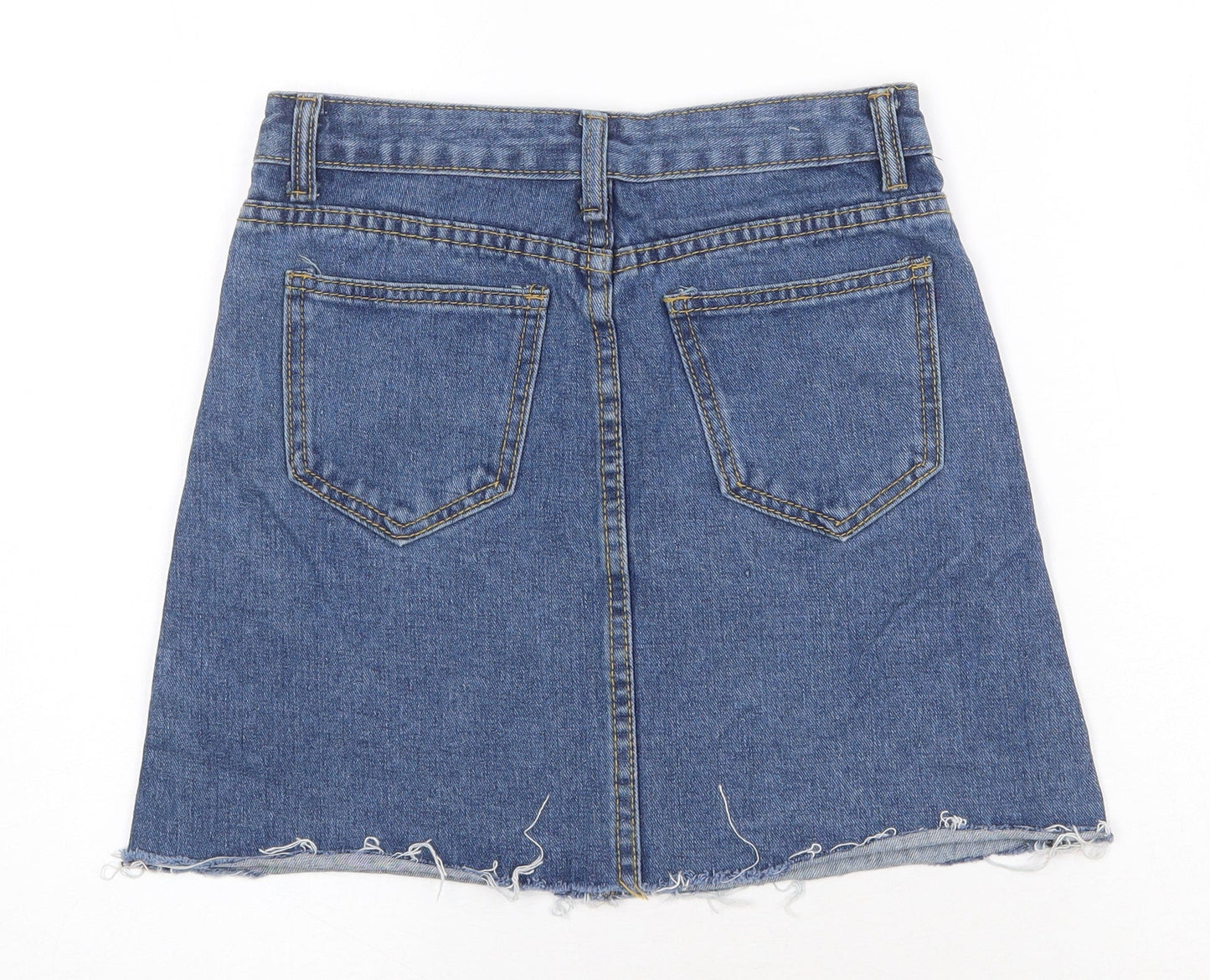 Preworn Womens Blue Cotton A-Line Skirt Size XS Zip
