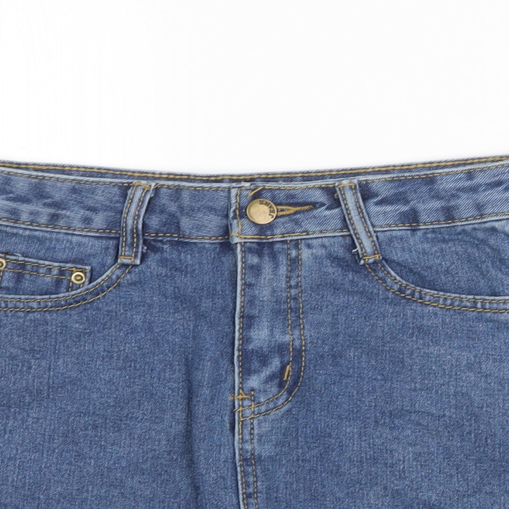 Preworn Womens Blue Cotton A-Line Skirt Size XS Zip
