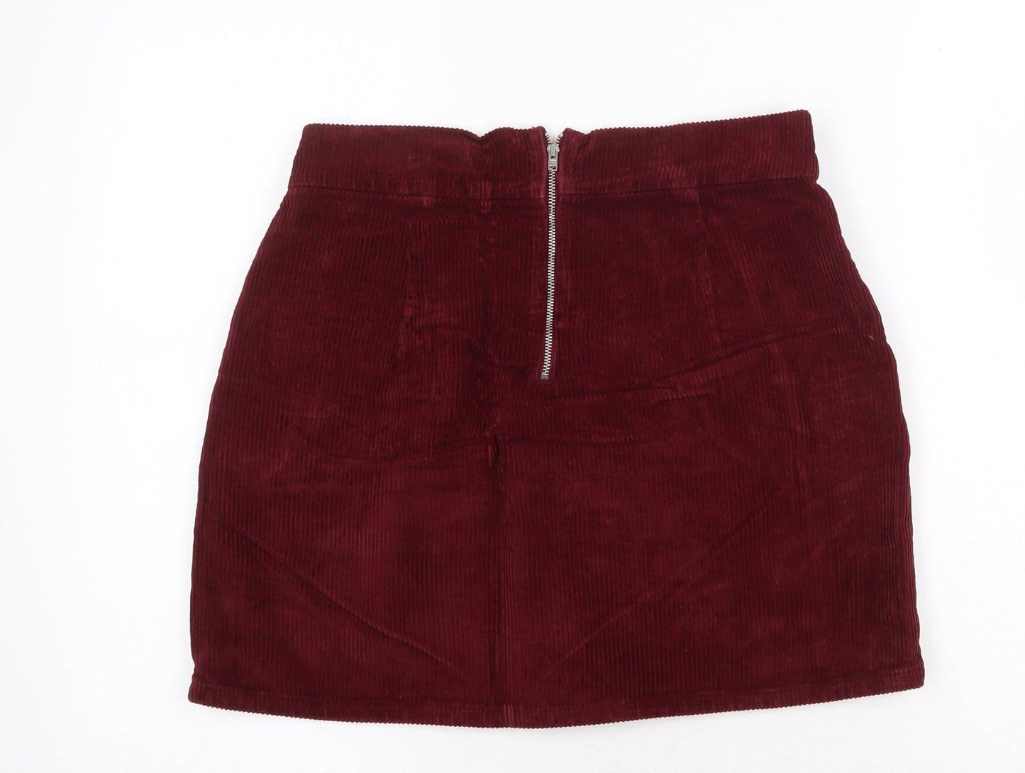 Topshop Womens Red Cotton A-Line Skirt Size 28 in Zip