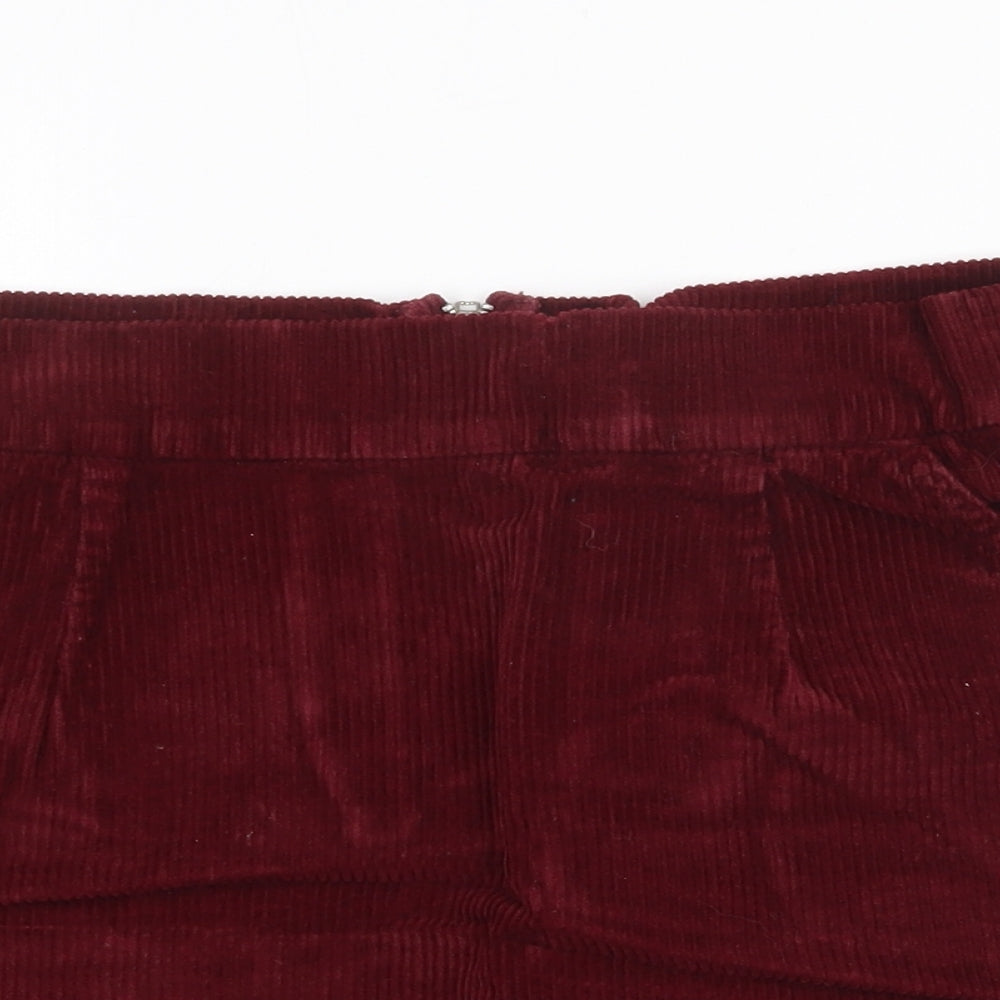 Topshop Womens Red Cotton A-Line Skirt Size 28 in Zip