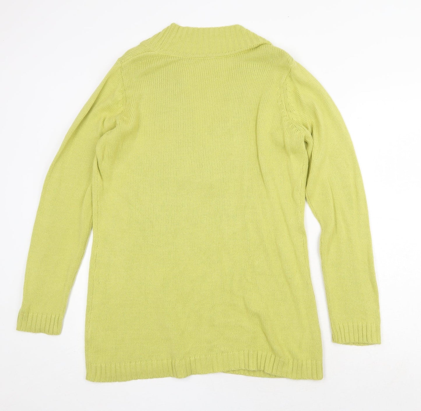 Note Womens Green V-Neck Acrylic Pullover Jumper Size 14