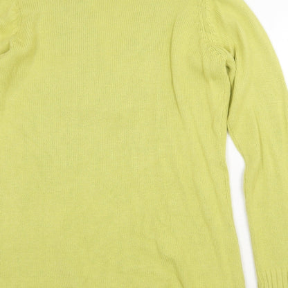 Note Womens Green V-Neck Acrylic Pullover Jumper Size 14