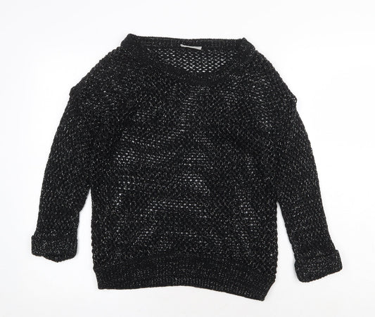 Wallis Womens Black Scoop Neck Acrylic Pullover Jumper Size S
