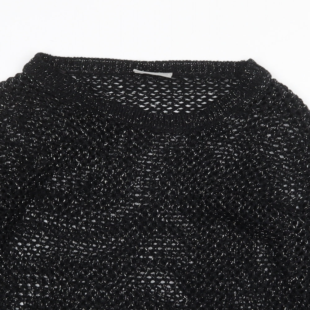 Wallis Womens Black Scoop Neck Acrylic Pullover Jumper Size S