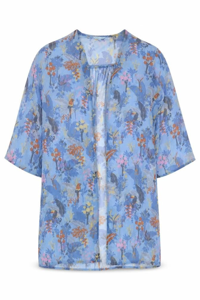 NEXT Womens Blue Geometric Polyester Kimono Blouse Size 10 V-Neck - Toucan