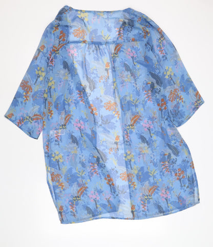 Next Womens Blue Geometric Polyester Kimono Blouse Size 10 V-Neck - Toucan