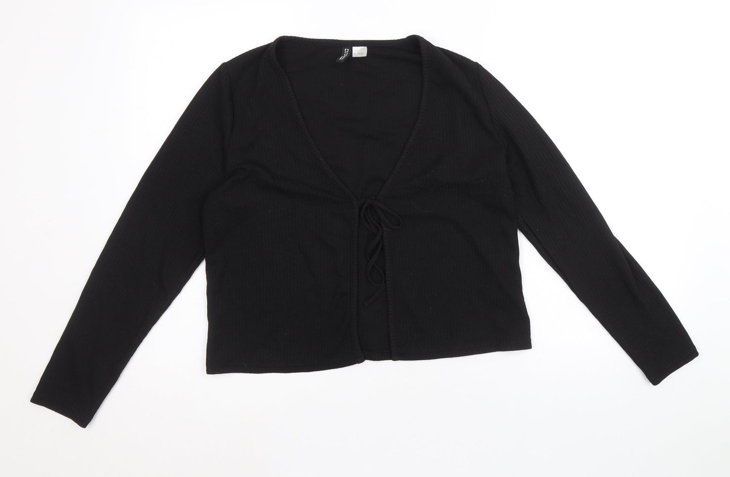 Divided by H&M Womens Black Polyester Cropped Blouse Size L V-Neck