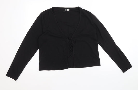 Divided by H&M Womens Black Polyester Cropped Blouse Size L V-Neck