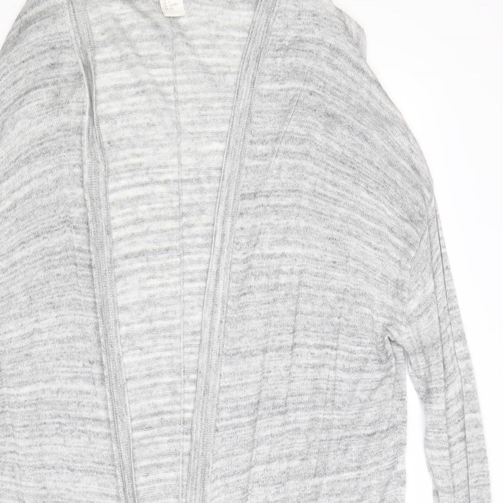 H&M Womens Grey V-Neck Viscose Cardigan Jumper Size S