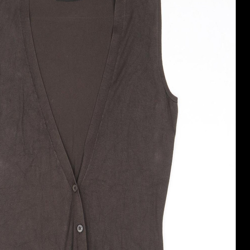 Marks and Spencer Womens Brown V-Neck Viscose Cardigan Jumper Size 12