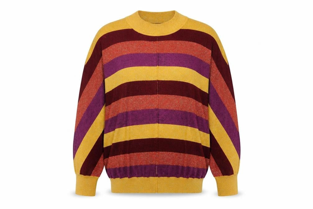 Marks & Spencer Womens Multicoloured Round Neck Striped Polyamide Pullover Jumper Size M
